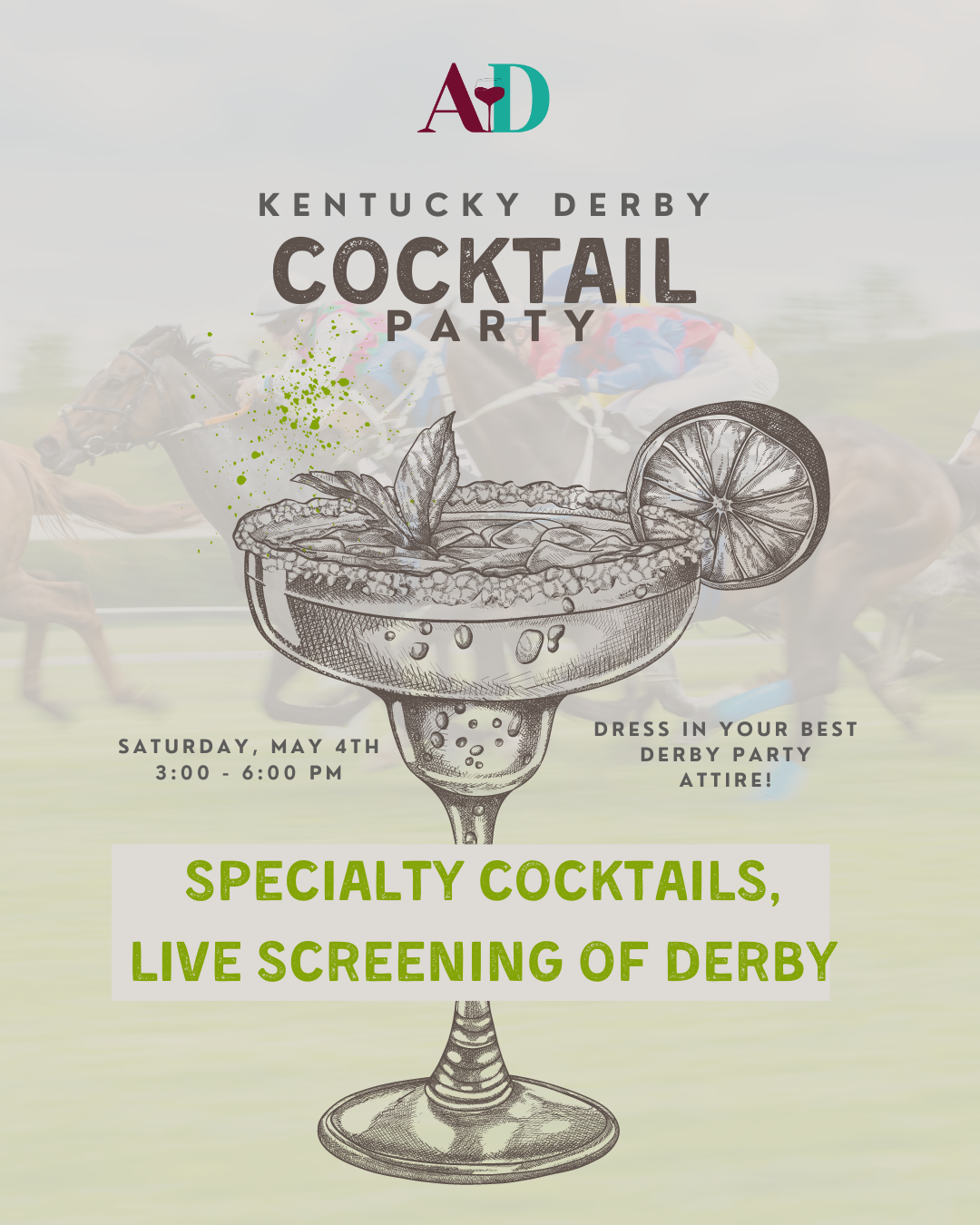 Sat, May 4th: Kentucky Derby Cocktail Party